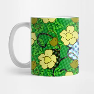 Floral pattern with voronoi and halftone details Mug